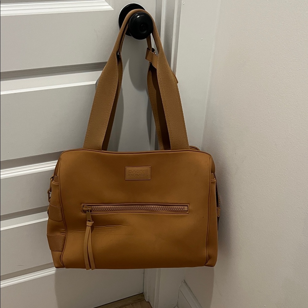 DAGNE DOVER -WADE NEOPRENE DIAPER TOTE— Camel - a rich golden brown- like new!